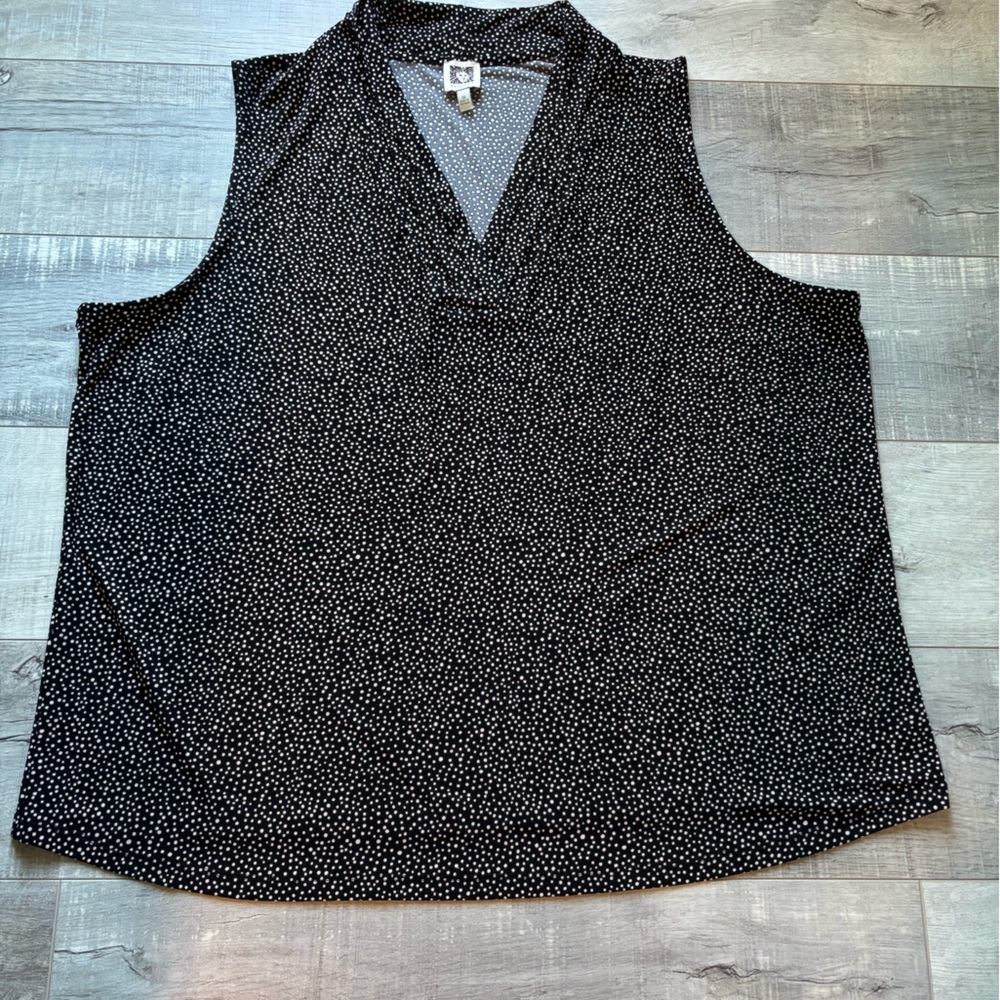 Anne Klein Black and White Dotted Sleeveless Blouse soft 3x plus size